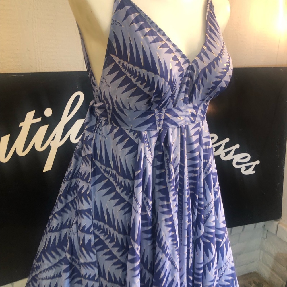 Blue Leaf Print Maxi Dress Womens Boho Sleeveless Vacation Resort Dress Plus 2x